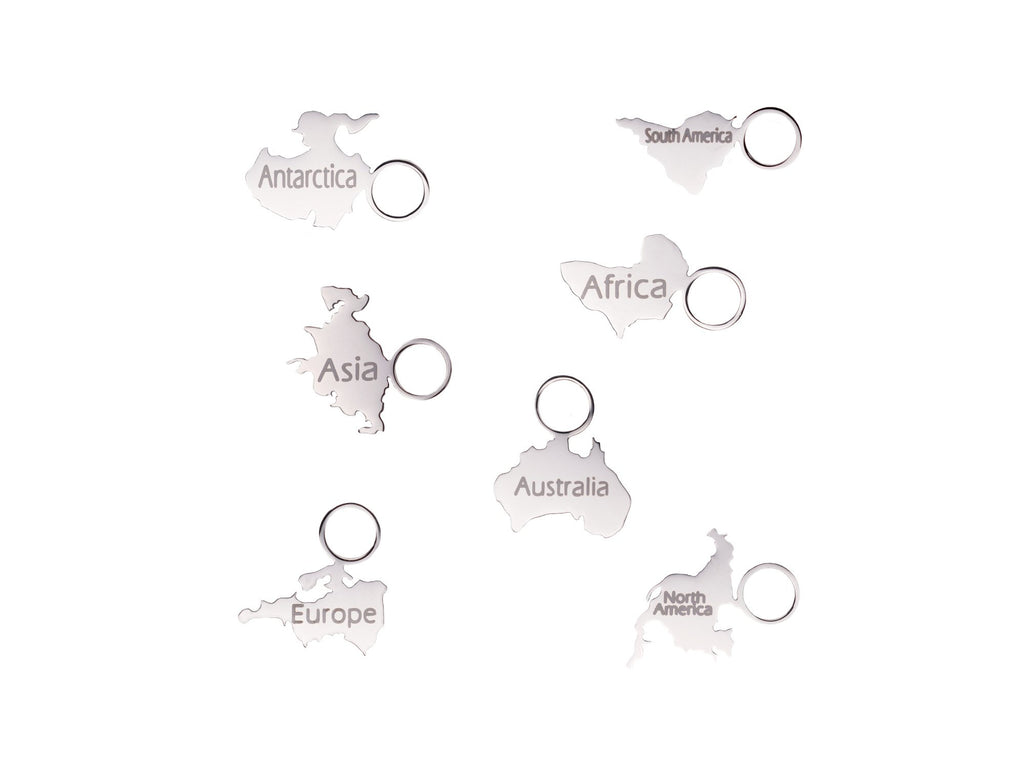 1 x Engraved Continent Charm - traveller charms (Lukas Schmitz)