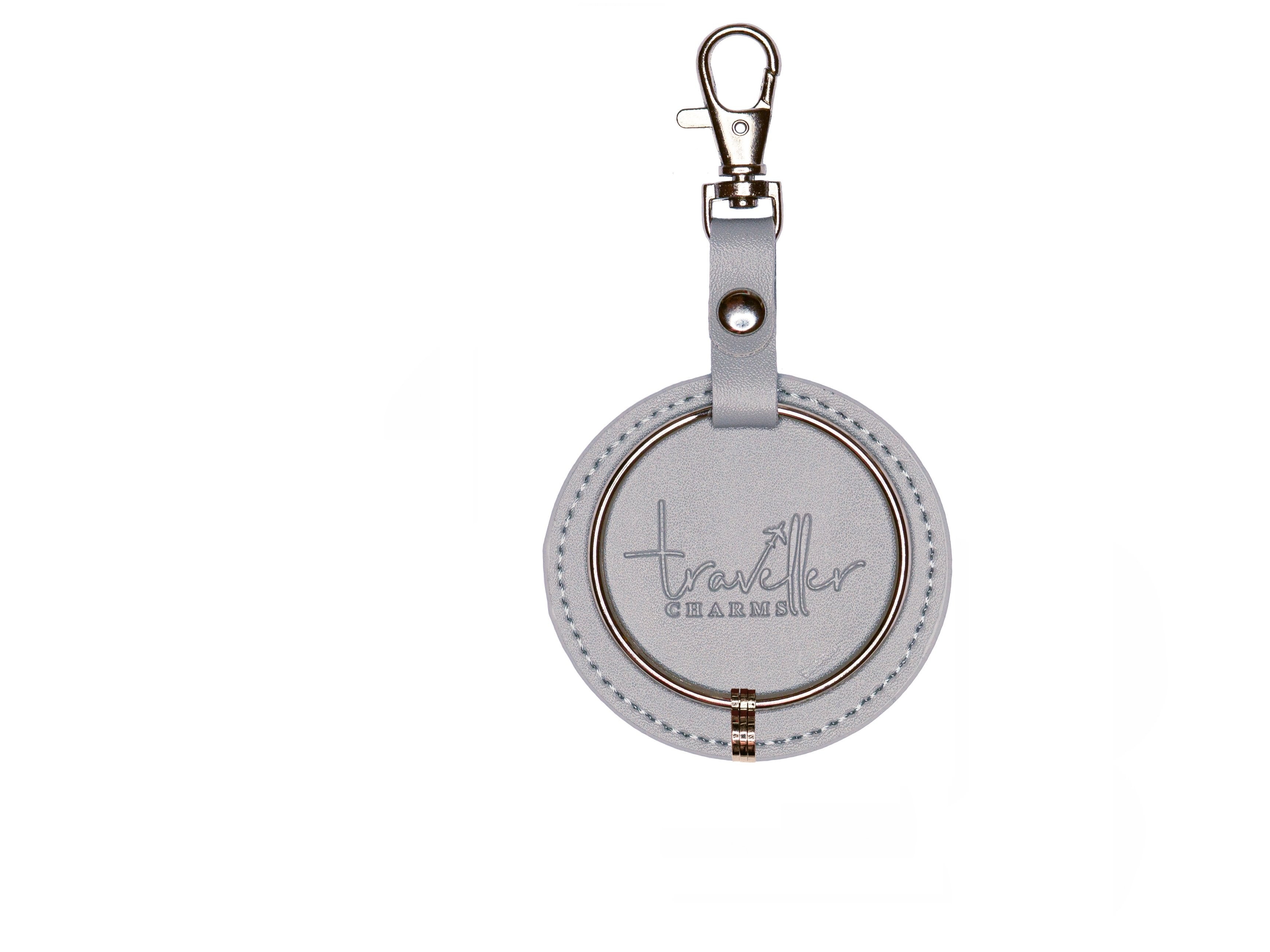 SILVER Gift Set - Key Chain & 3 Engraved Travel Charms - Traveller Charms